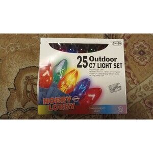 Hobby Lobby 25 Count C7 Multi Color Transparent Incandescent Christmas Lights